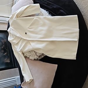 Zara 100 Cotton shell Double-Breasted Coat  Off White Jacket Lined Long
